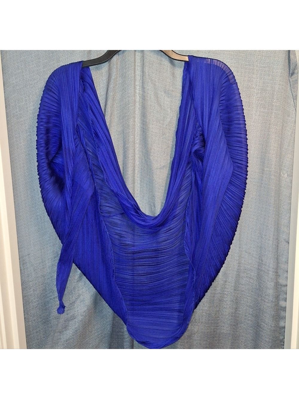 Royal Blue Sheer Pleated Shrug Women's
